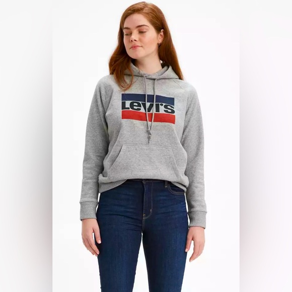 LEVI’S Women’s Sportswear Logo Hoodie in Heather Grey, XXL - Picture 1 of 6